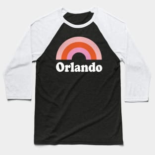 Orlando, Florida - FL, Retro Rainbow and Text Baseball T-Shirt